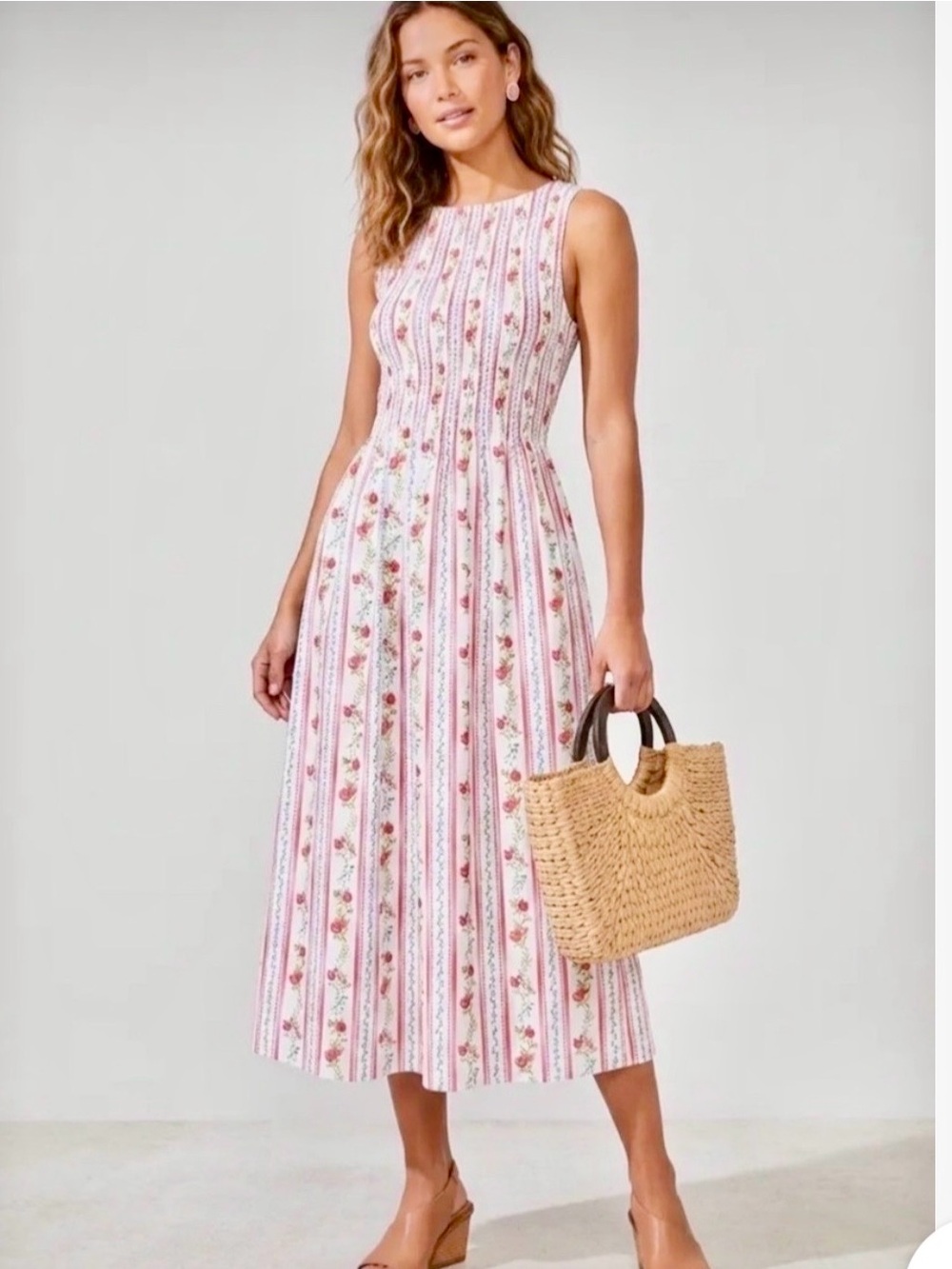 ❗️Caroline Constas French Floral 100% Cotton Sleeveless Stripe Dress MSRP $348!